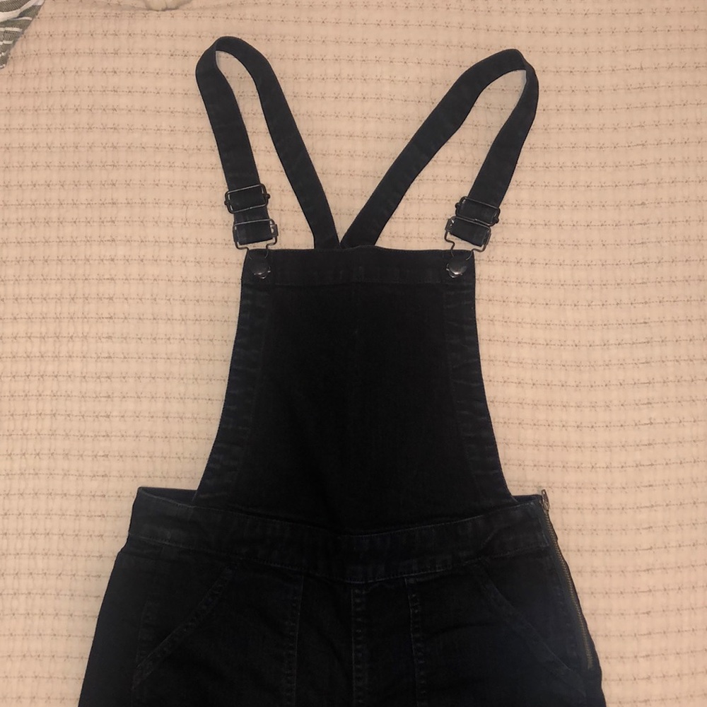 Black cropped overalls from Madewell